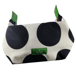 Kate Spade Polka Dot makeup bag Green Accents Zipper Closure toiletry tote